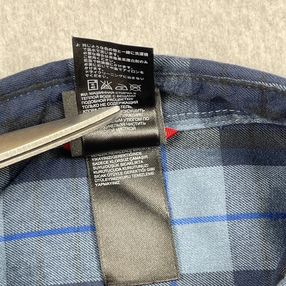 North Face Shirt Mens Small Blue Plaid‎ Snap Outdoors Camping Hiking Travel Work